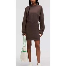 lululemon Scuba Long-Sleeve Dress Size 10 Espresso Brown Fleece Sweatshirt NWOT