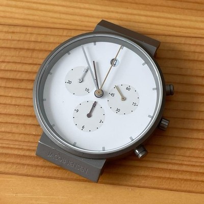 Jacob Jensen 601 Chronograph Titanium Watch White Dial Sapphire Glass