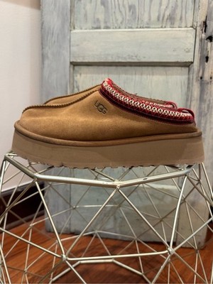 UGG Tazz platform slippers in chestnut size 10 Red Stitching