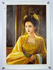 Chinese Hand Painted Canvas Oil Painting Beautiful Woman By Leng Jun 冷军 9225