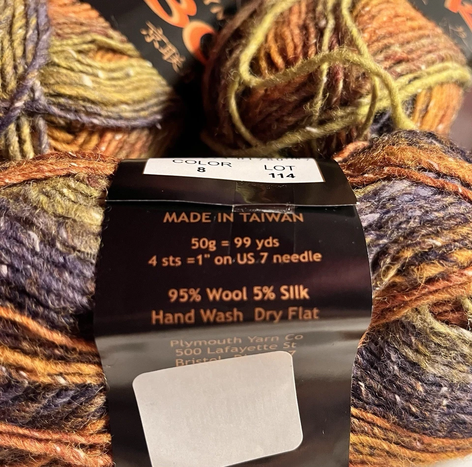 Wool/Silk Yarn Lot of 5 Plymouth Boku New Vintage Multi Colored/Color 8 - Image 3 of 4