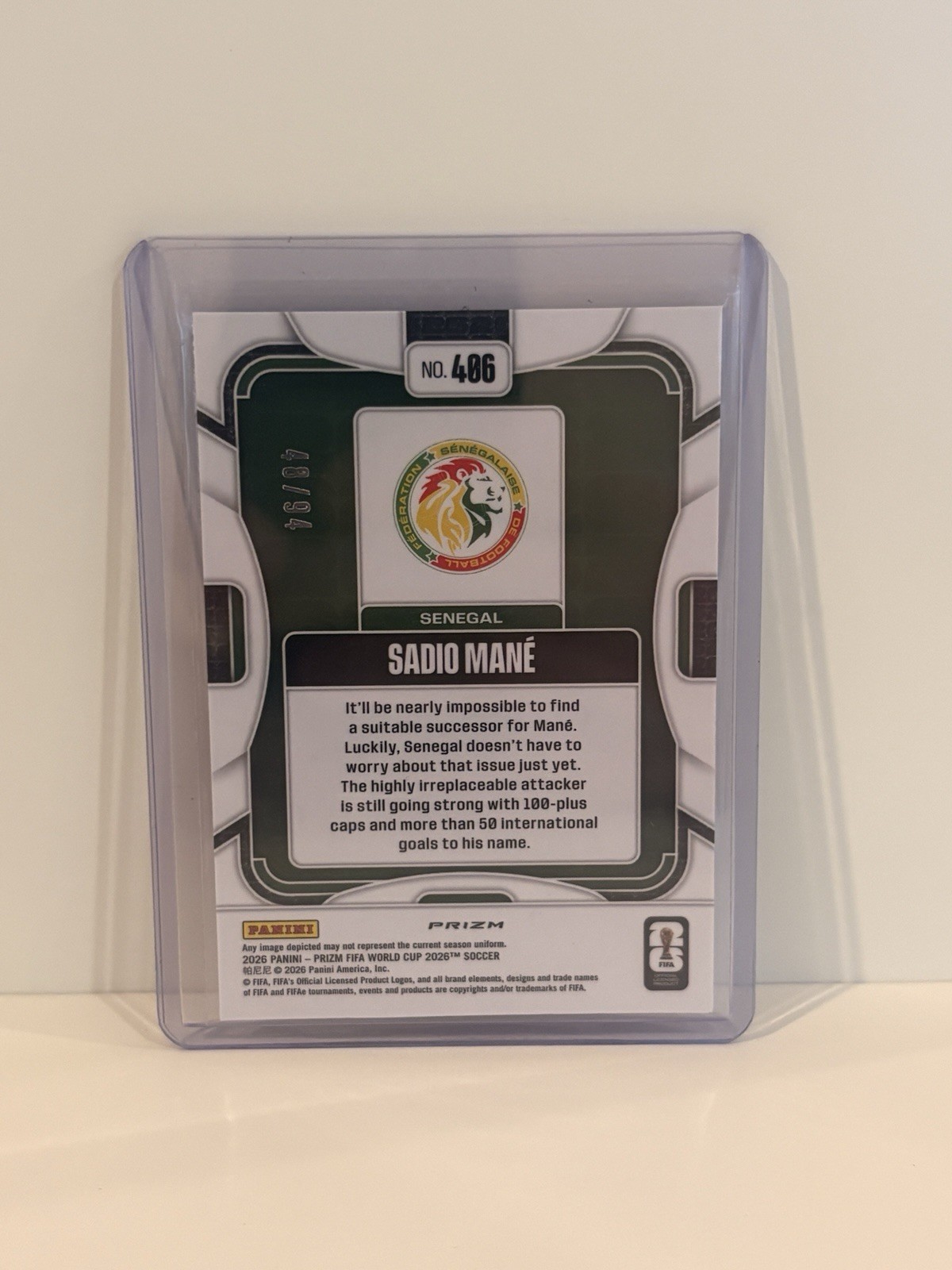 2026 Panini Prizm FIFA World Cup Sadio Mane #406 Old Glory Prizm /94 Senegal view 2
