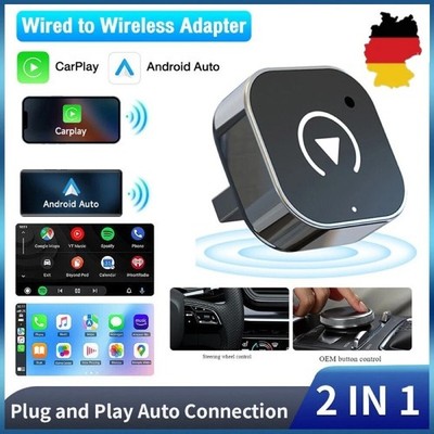 2in1 Wireless Carplay Android Auto Adapter USB Car Dongle Connect Box Plug&Play