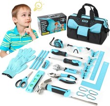 26-Piece Kids Size Tool Set Real Tools Kit Kids W/ 12" Tool Bag Safety Certified