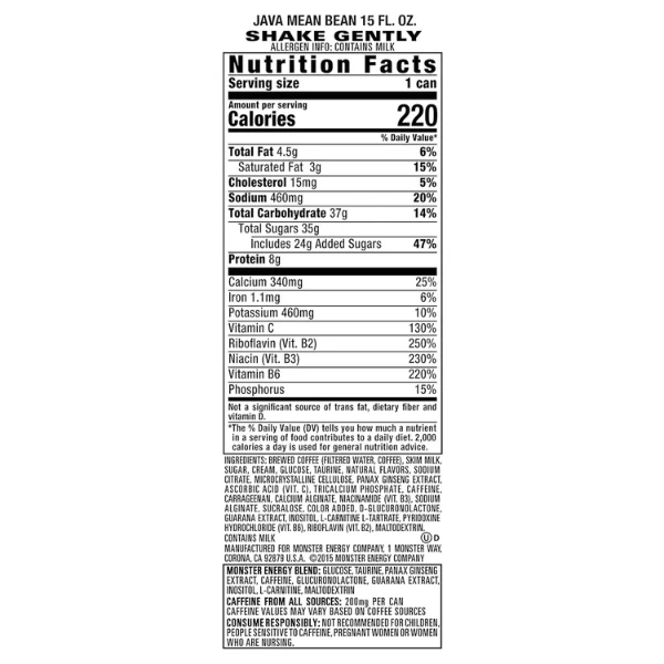 Monster Energy Java Monster Mean Bean Café + Bebida Energética, Paquete de 12 Fl Oz Foto 3 de 4