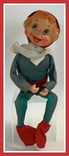 Vtg MCM Knee Hugger Pixie Elf Doll Windup Mus...