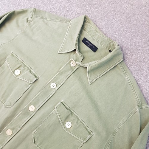 All Saints Mens Shirt Large Green Drobak Military Overshirt Utility Army Field - Picture 2 of 10