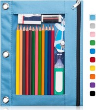Forvencer 3 Ring Binder Pencil Pouch - Clear Window Pencil Case with Smooth Zipp