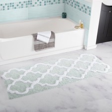 Bedford Home 100 Cotton Trellis Bathroom Mat - 24X60 Inches - Seafoam 67A-78560