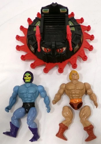 1981 1983 MOTU Skeletor He-Man 2 Figure & Roton Vehicle Vintage Restoration Lot