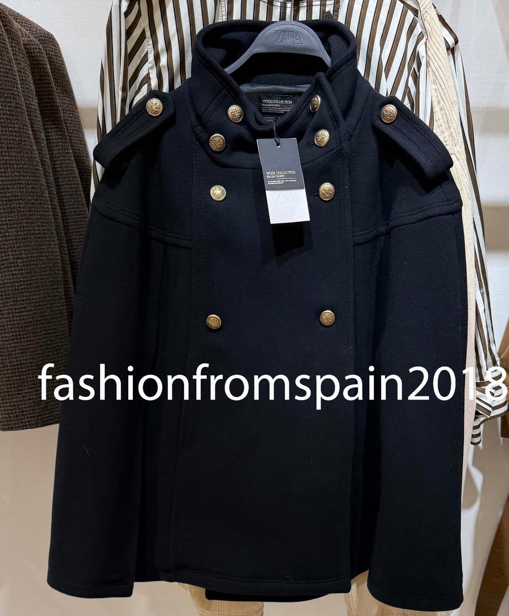 ZARA NEW WOMAN WOOL BLEND CAPE MANTECO ZW COLLECTION BLACK S,M,L