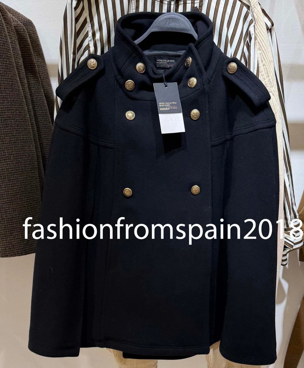 ZARA NEW WOMAN WOOL BLEND CAPE MANTECO ZW COLLECTION BLACK S,M,L