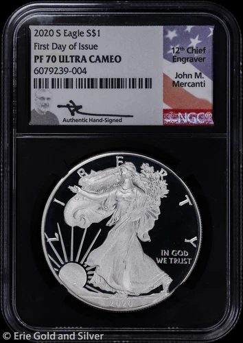 2020-S $1 Proof American Silver Eagle NGC PR 70 UC | FDOI Mercanti Signed
