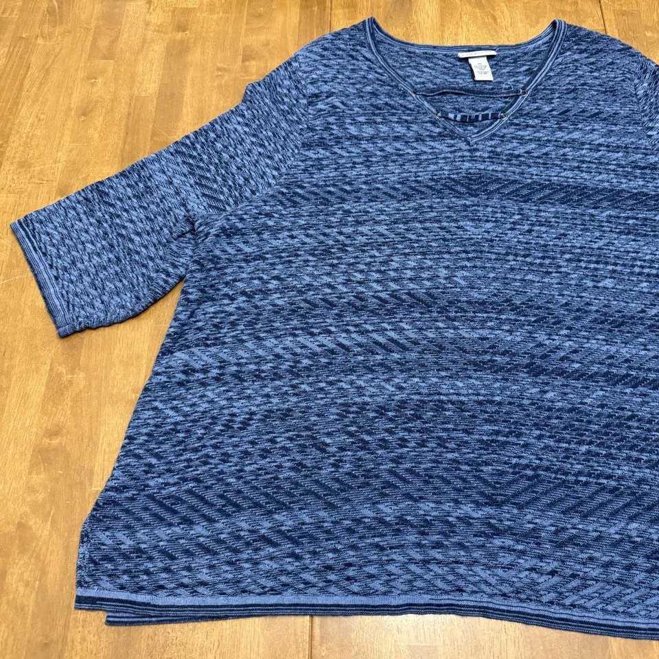 Catherine’s Suéter Mujer’s 4X Azul Ligero Acogedor Manga 3/4 Cuello en V Informal Foto 3 de 4