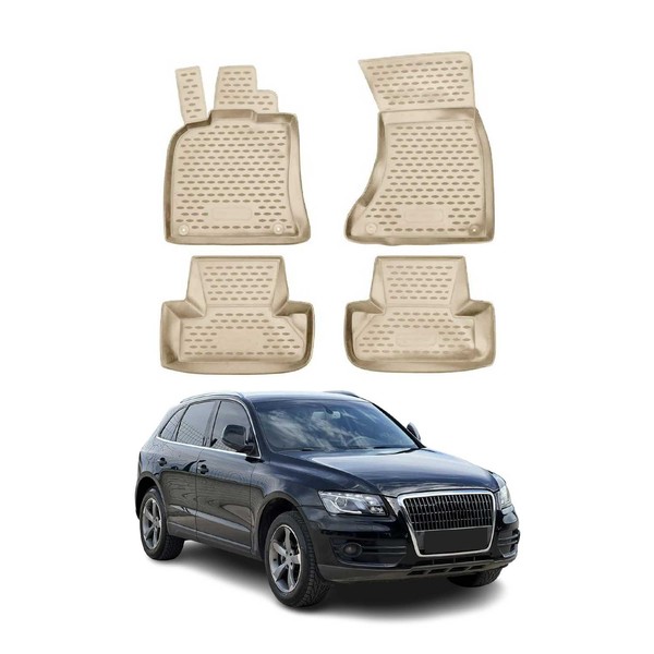Omac Gummimatten FußMatten FüR Audi Q5 8RB 2008-2017 TPE Automatten Beige 4X-image