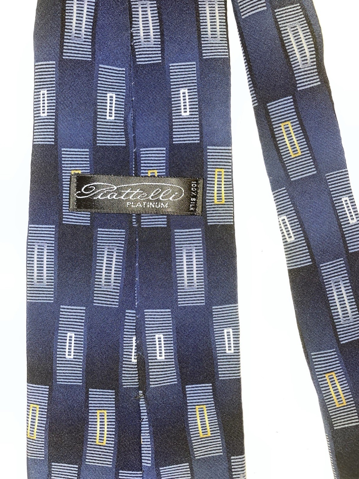 Piattelli Platinum Blue Rectangular 100% Silk des… - image 3