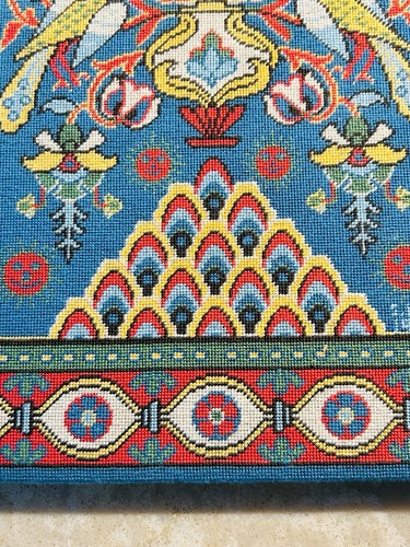 Vintage Nadelspitze Blumen Pfau Retro 70er Jahre ungerahmt 16,75”x12” Wandbehang - Bild 9 von 17