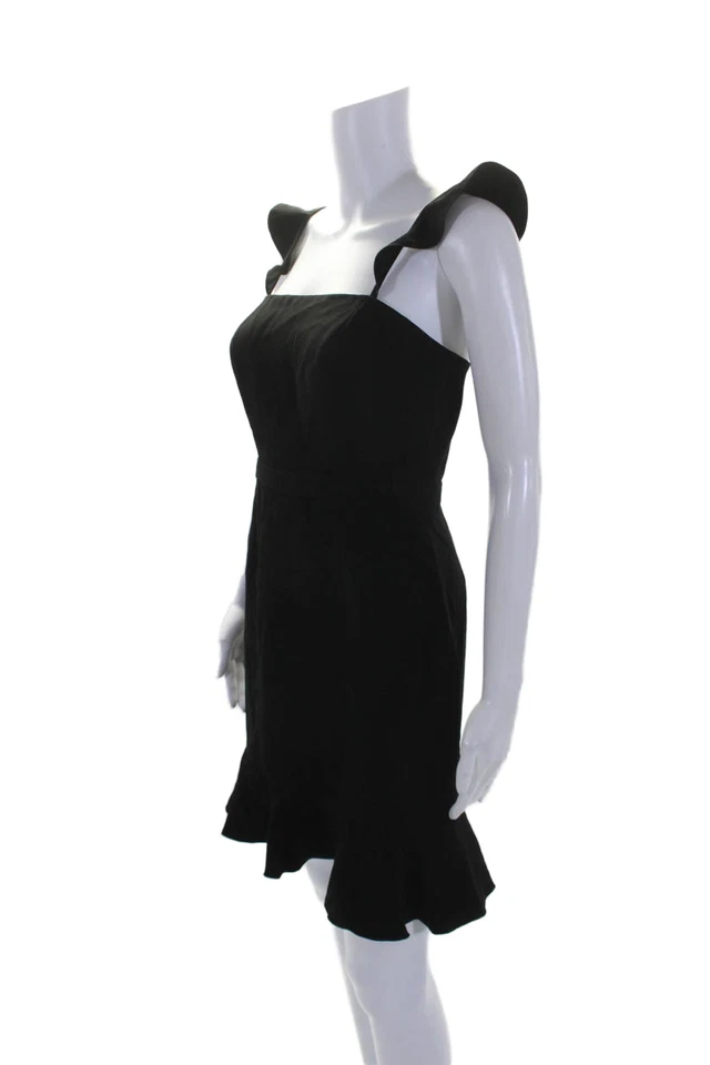 Rachel Zoe Womens Sleeveless High Waist Ruffled Trim Dress Black Size 4 - Image 2 of 4