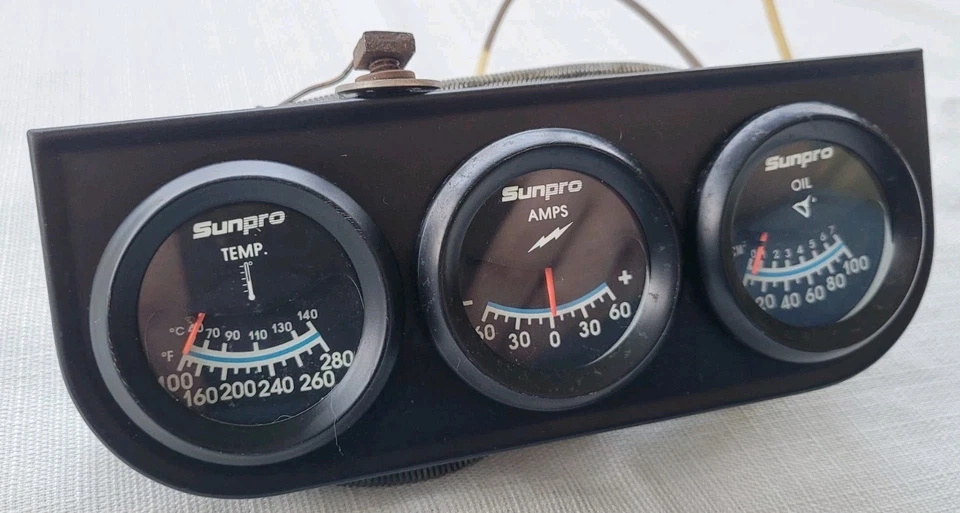 Juego de amplificadores de temperatura de triple calibre Sunpro de colección presión de aceite Hot Rod Muscle Car  Foto 2 de 4