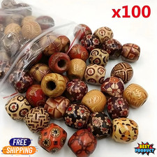 100Pcs Natural Wooden Round Beads 12mm Large Hole Bead for DIY Craft Jewellery