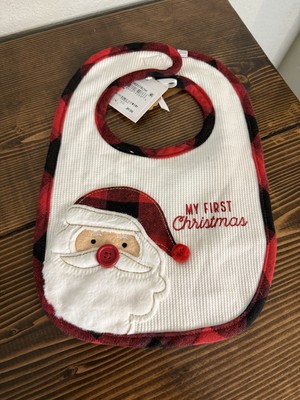 Mud Pie Baby s 1st Christmas Santa Embroidered Bib NWT