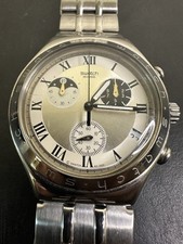 VTG Swatch Irony Chrono Moon Face Stainless Steel Watch Swiss Made