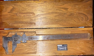 Tumico Tubular Micrometer Co 75-12 Vernier Caliper Machinist Tool with wood box
