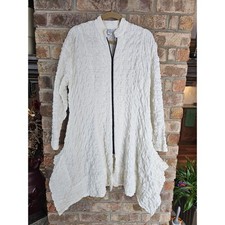 MSquare Crinkle Texture White Zip Up Jacket One Size Womens Travel Blazer Coat