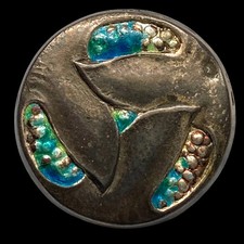 Medium Art Nouveau / Arts & Crafts William Hair Haseler Silver Enamel Button
