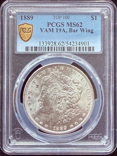 1889-P $1 Morgan Silver Dollar PCGS MS62 VAM 19A, Bar Wing