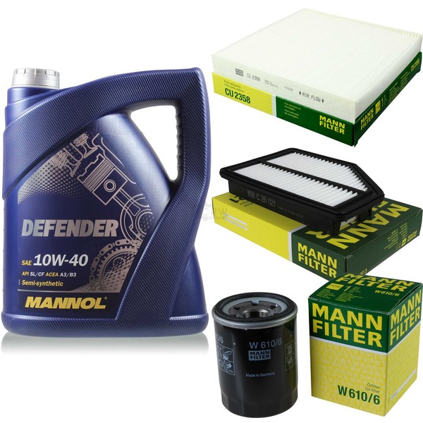 MANN-FILTER Inspektionspaket 5L Mannol Defender 10W-40 FüR Honda CR-V Iii-image