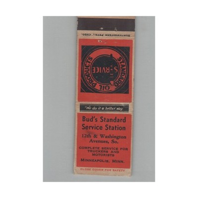 Matchbook Cover Bud's Standard Service Station Minneapolis MN