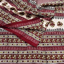 Vintage Sari Maroon Ivory 100 Pure Silk Printed Saree 5yd Craft Fabric Sewing