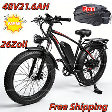 Bicicletta Elettrica 1000W 26'' 48V 21.6H E-Mountain Bike Trekking 120KM EBike Fatbike
