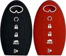 Key Fob Cover: 2 Pcs 5 Buttons Silicone Remote Case Protector Color Black Red