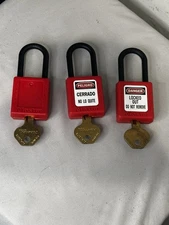 (1)- Master Lock 410Red Zenex Thermoplastic Safety Padlock
