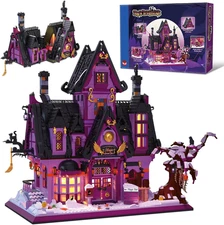 Pink Palace House Building Blocks Sets - Halloween Haunted House Magic Bar Model