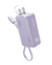 Anker A1636 5,000mAh 30W Fusion Power Bank Charger USB-C Built-In Cable Purple 