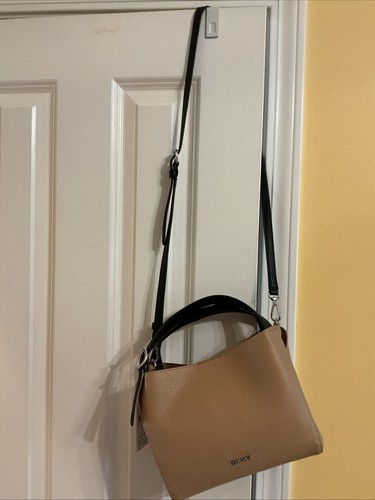 DKNY Miller Triple Compartment Taupe/Brown Hobo Handbag Crossbody Strap $138 NEW
