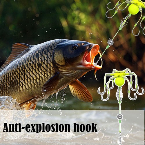 Six Hook Carbon Steel Line Group Feeder Sinker Float Sharp Fishing ...