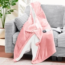 Electric Flannel Throw Blankets, Wearable Heated Blanket,7 Level Heating & 1-4 H