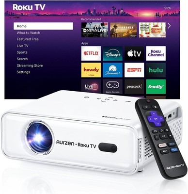 4K Roku TV Smart Projector 5G WiFi Bluetooth 1080P HD Netflix Video Home Theater