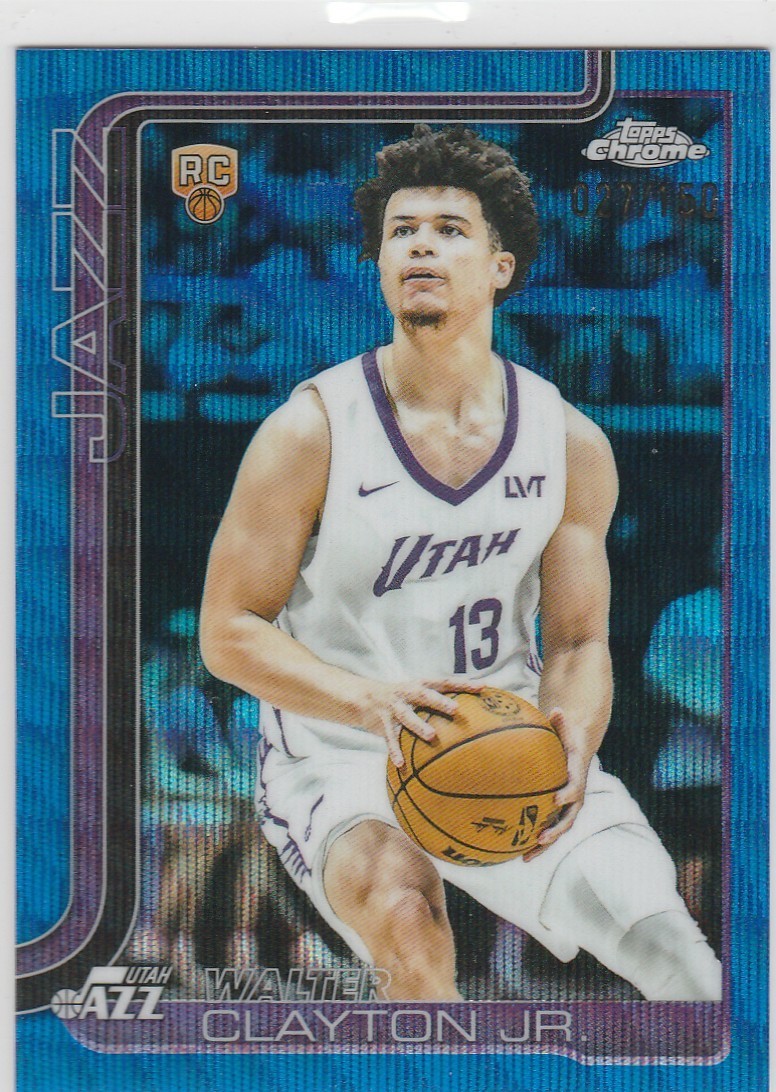 Walter Clayton Jr 2025-26 Topps Chrome Rookie Blue Wave Refractor (027/150) #268