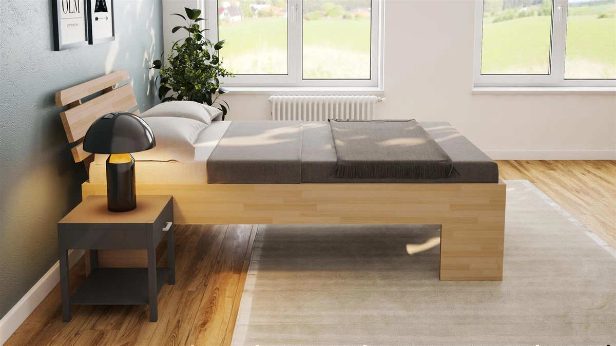 Solid Wood Bed Beech Double Guest Comfort Wedding Bunk Foot Flush