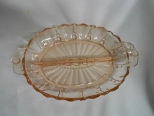 pink depression divided relish serving dish