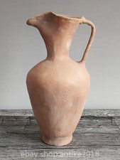 Botella de cerámica roja antigua neolítica cultura Majiayao de 12" jarrón mango olla tarro