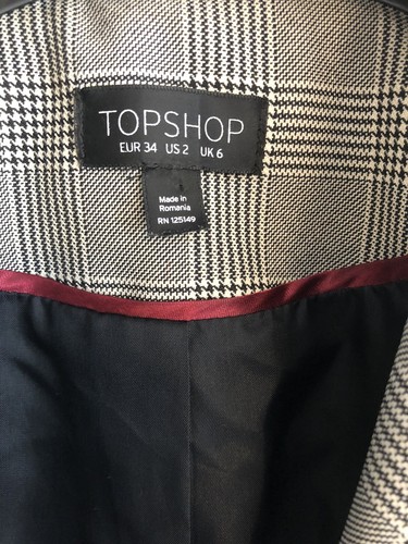 Topshop Womens Oversize Jacket Blazer Tailored Grey White Check - Picture 5 of 6