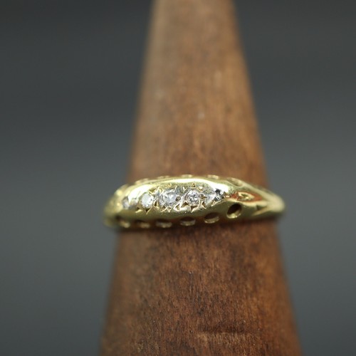 Vintage 18kt Gelbgold Diamant Zigeuner Ring 5 Steine - Bild 3 von 10