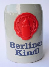 Vintage Steinzeug Krug Berliner Kindl mit Plastik Logo 0,5 L
