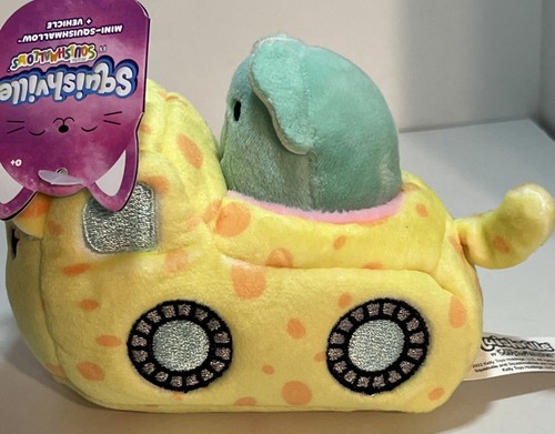 Juego de felpa y camión Squishmallows Squishville Diego Elephant amarillo turquesa nuevo con etiquetas - Imagen 8 de 10